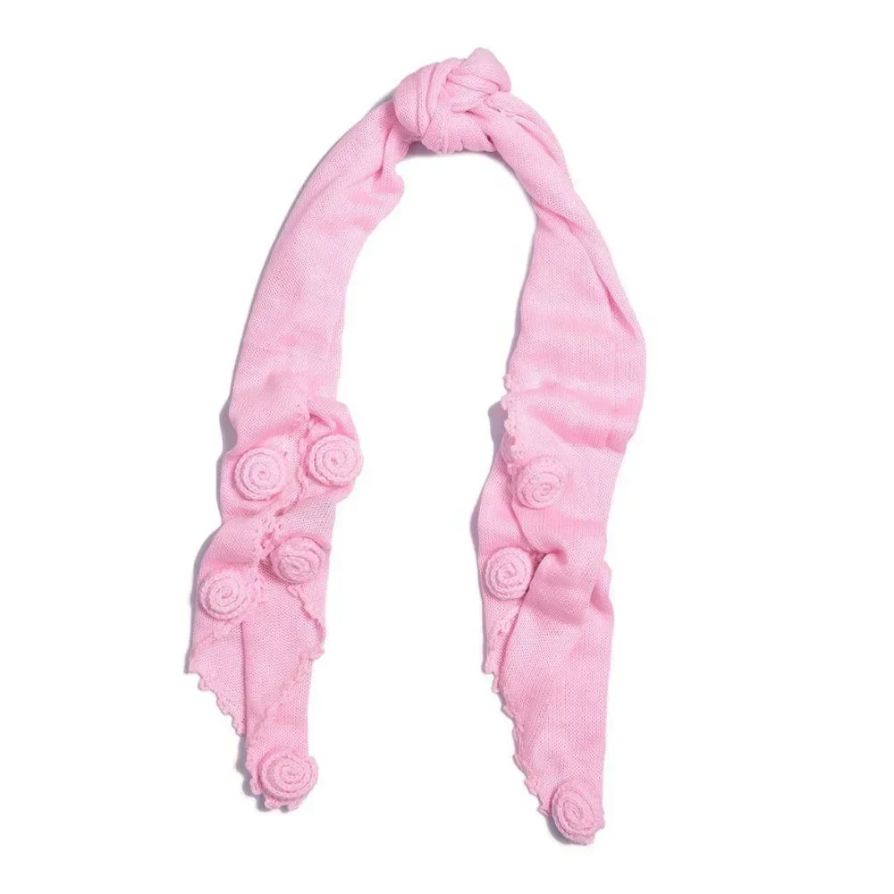 Pink Scarf with Crochet Rose